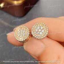 2Ct Round Cut Lab Created Diamond Stud Earrings 14K Yellow Gold Plated Silver