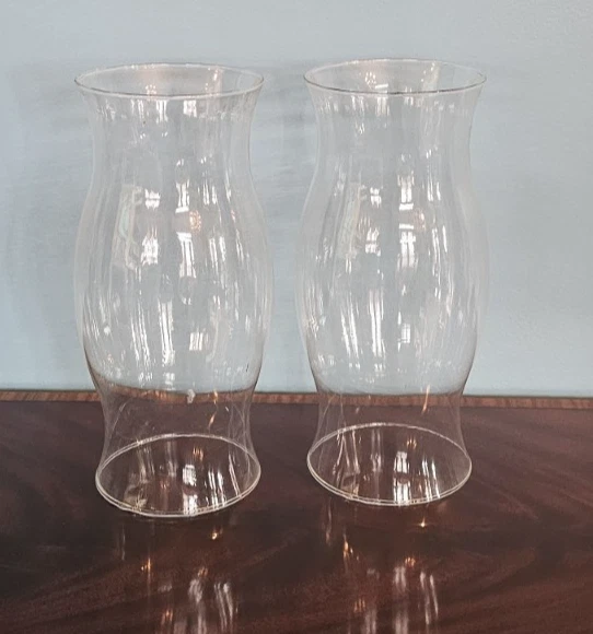 Pair of Williamsburg Style Glass Hurricane Shade 12" H - Image 2 of 4