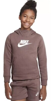 NIKE Girls NSW Pullover Hoodie Plum Eclipse White BV2717 291 - XLarge New
