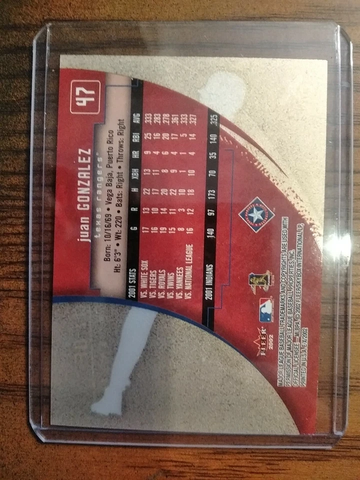 2002 (RANGERS) E-X #47 Juan Gonzalez - Image 2 of 2