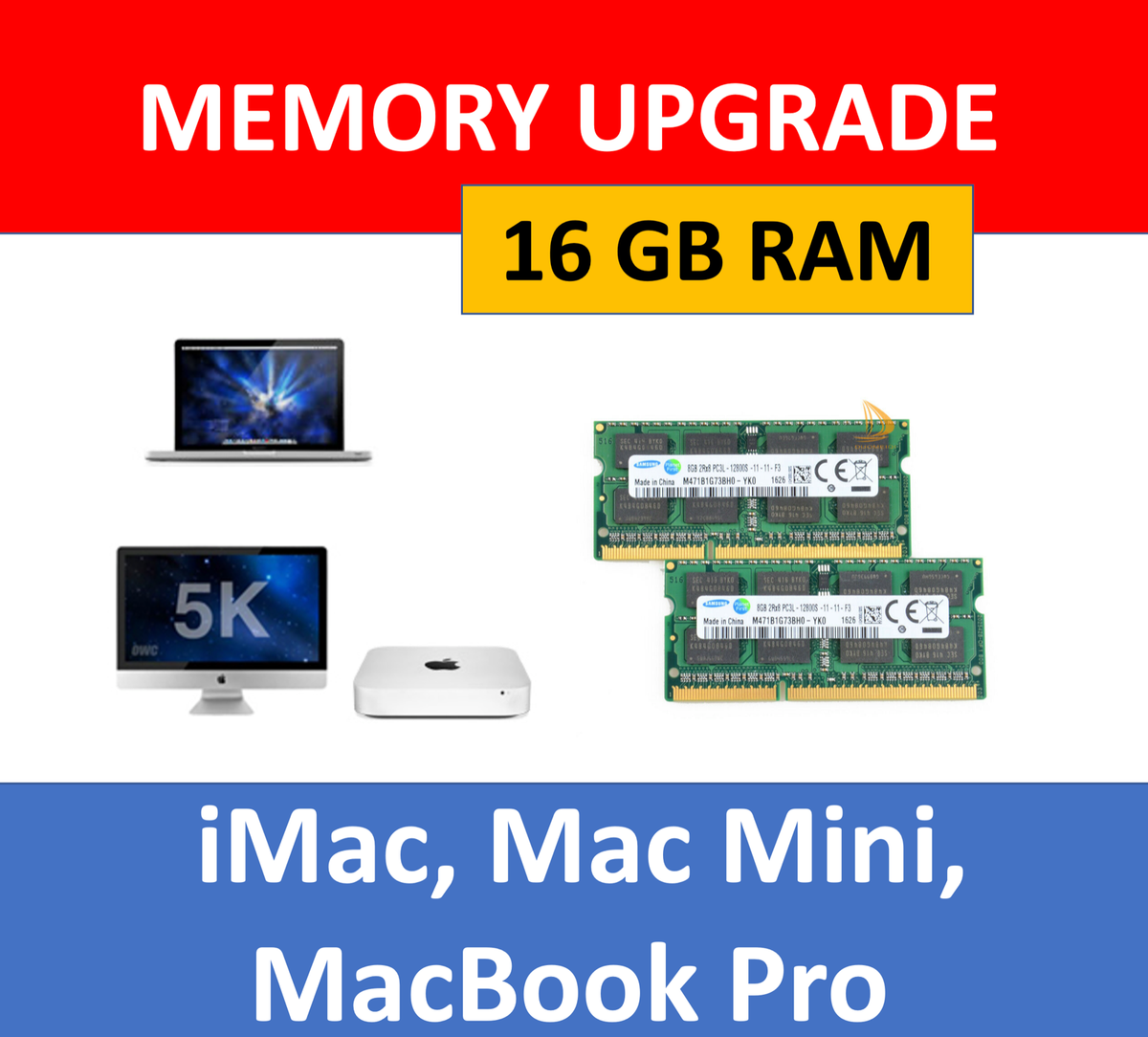 16GB 2x8GB DDR3L 1600 RAM Memory for iMac Mac mini MacBook Pro Upgrade Kit