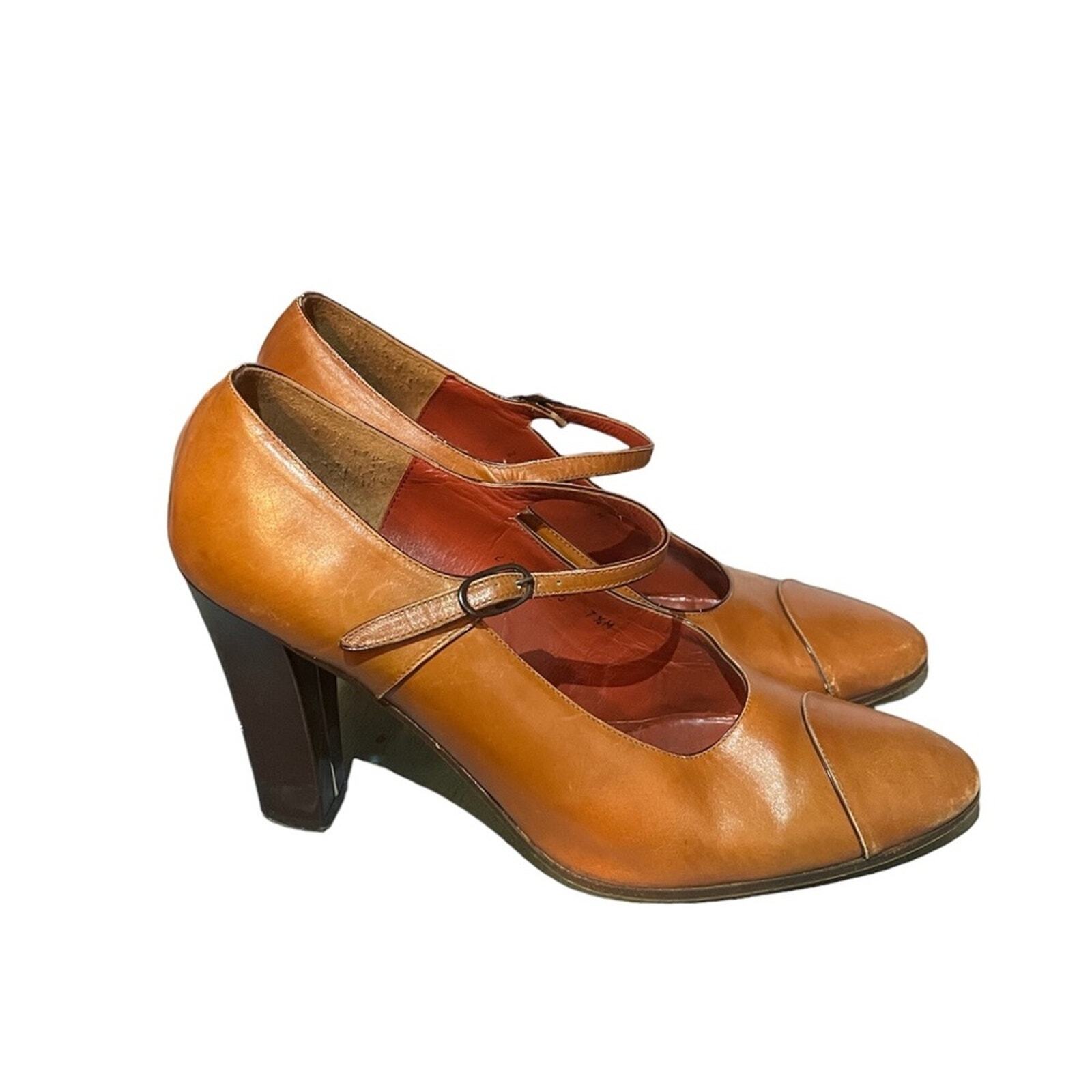 SAINT LAURENT YSL VINTAGE PELLE MARY JANE TACCO DONNA TAGLIA 7 5