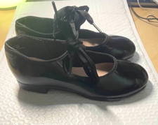 Capezio Black Patent Leather Girls Tap Shoes Size 13 M