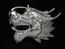 RB13104 REALLY COOL CHINESE DRAGON FANTASY ART SILVERTONE BELT BUCKLE