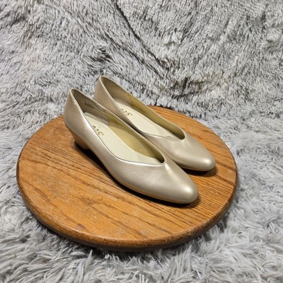 9.2.5 With Lycra Womens Size 8M Retro Gold Glossy Dress Athletic Ballerina Flats