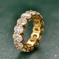 7.00Ct Oval Cut Natural Diamond Solid 14K Yellow Gold Luxury Eternity Band Ring