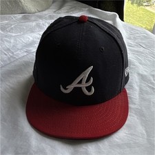 New Era 59FIFTY Atlanta Braves MLB Fitted Cap Hat Black/Red Size 7 1/8