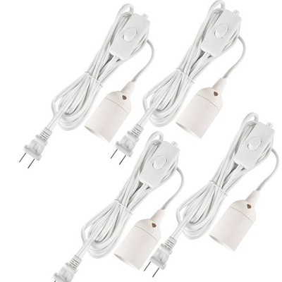 4 Pack 6FT Power Cable Cords E26/E27 Socket Wire Adapter Base with On/Off Switch