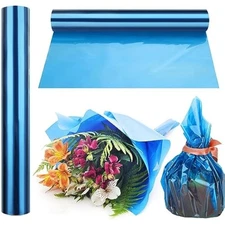 100 ft x 34 inch extra wide cellophane wrap roll blue 2.5 mil thick tr