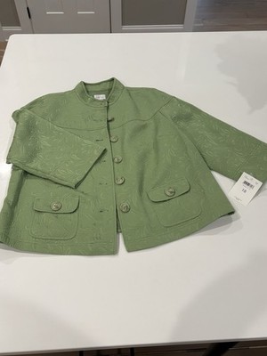NWT Emma James Lime Green Quilted 3} Sleeve Button Down Jacket- Size 18