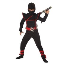 Spirit Halloween Stealth Ninja Warrior Costume Cosplay Jumpsuit Childs M 8-10