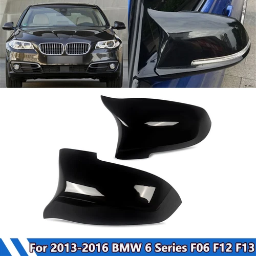 M Style Side Mirror Cover Cap For 2013-2016 BMW 6 Series F06 F12 F13 Gloss Black