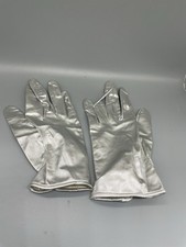 Vintage Silver Metallic Ladies Gloves evening cocktail wedding size small