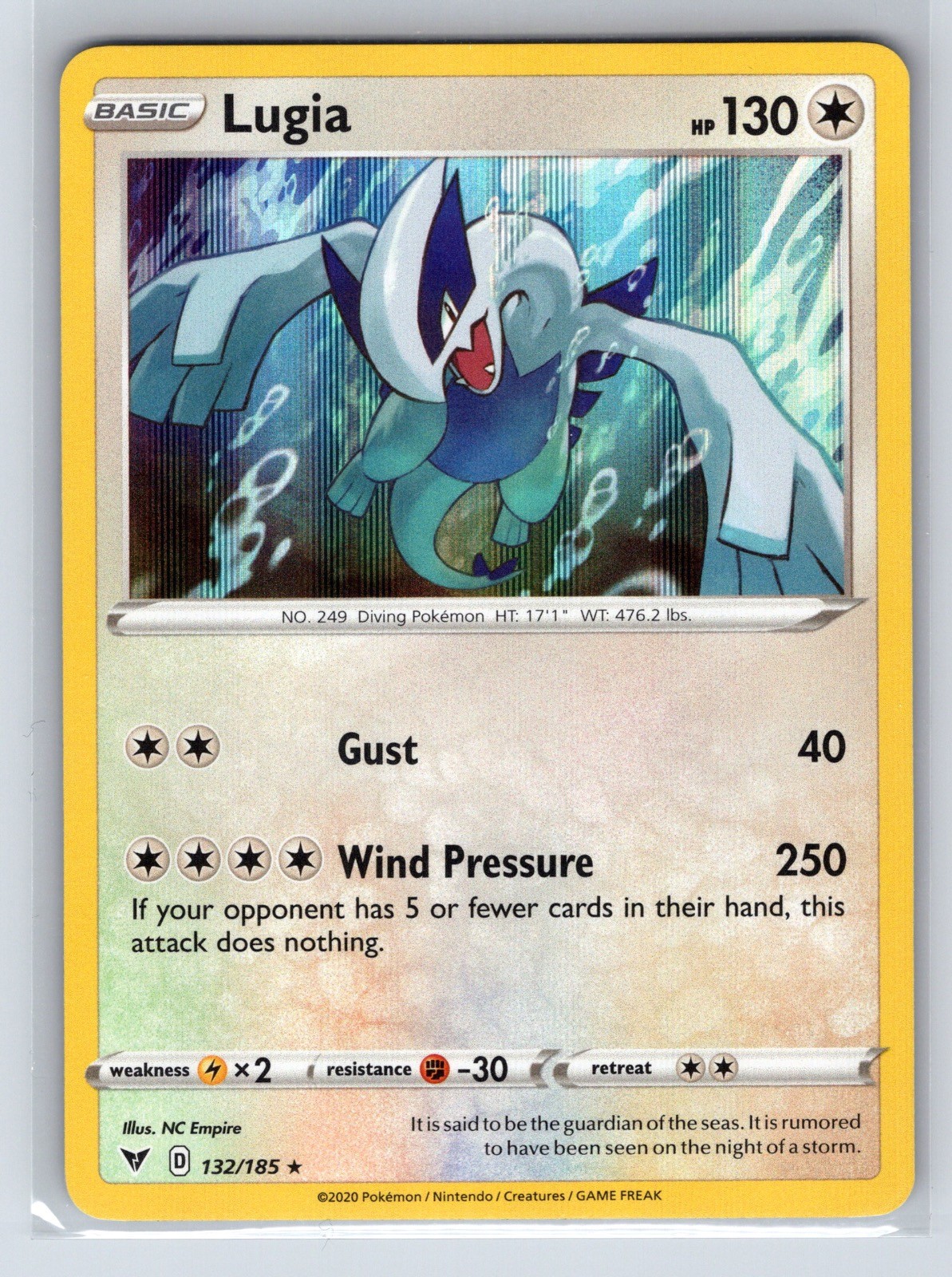 Lugia 132/185 Holo Rare Vivid Voltage Pokemon Holo Near Mint