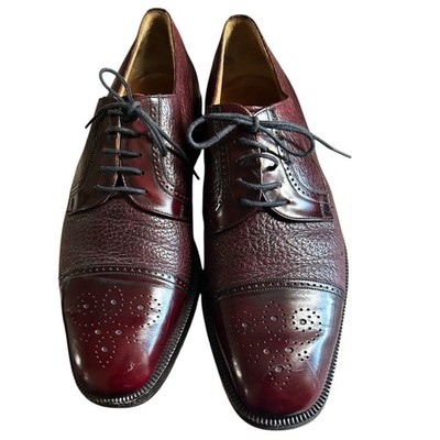 Moreschi Oxford Brogue Cap Toe Shoes Men s Size 9.5 men's size Rich burgundy