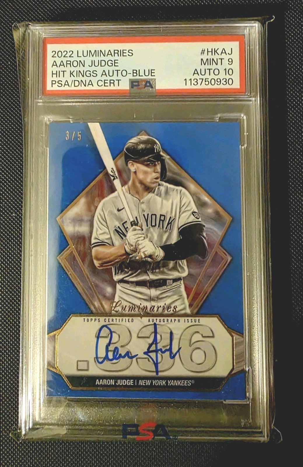 Aaron Judge Autographed Signed New York Yankees 2022 Luminaries Hit Kings Blue /5 Psa 9/10 Auto 