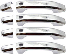 4PCS Chrome Door Handle Cover with 4 Smartkey Hole Compatible with Silverado 150