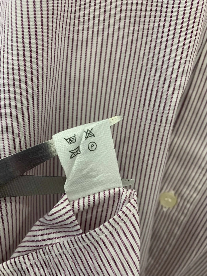 Valentino Chemises Men’s Dress Shirt Striped 100% Cotton Made in Italy Sz L #C8 - Image 4 of 4