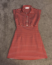 iBlues Red/White Striped Shirt Dress Collared Sleeveless Jersey Short UK 8
