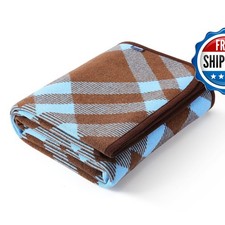 ACUSHLA Merino Wool Camping Blanket Warm Outdoor Travel Throw,Scottish Blue