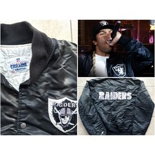 Los Angeles Raiders 80s STARTER satin bomber jacket XL black Oakland NFL Pro vtg