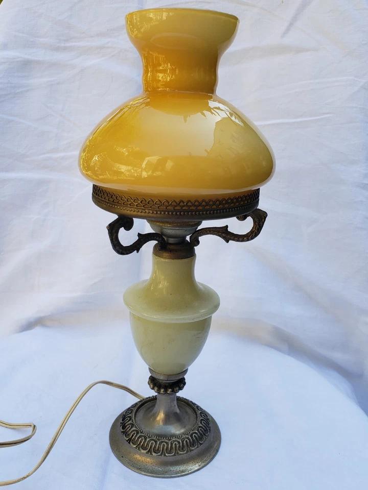 Rare ...très Ancienne Lampe Opaline Et Albâtre Ou Onyx - Photo 2/4