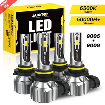 9005 9006 Combo LED Headlight Bulbs Kit High Low Beam Fog Light 6000K Cool White