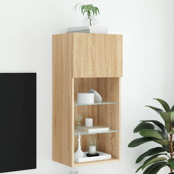 Tv-Schrank Mit Led-Leuchten Sonoma-Eiche 40,5X30X90 Cm-image