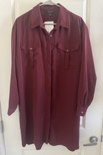 Nuevo con etiquetas Vestido camisero Topshop Borgoña Manga Larga Talla US 10 Vestido de vino Precio de venta sugerido por el fabricante $75