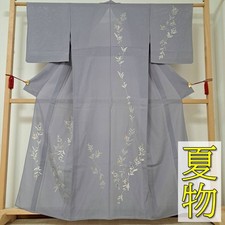 Koshida Silk Kimono Sleeve Dress 64.5cm Long 162.5cm Summer Fine Pattern Japan