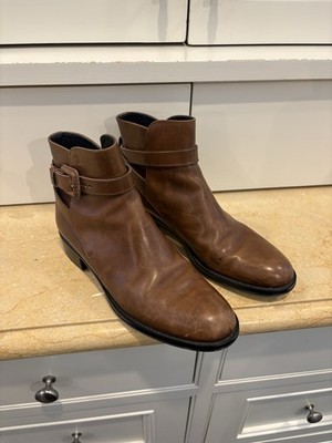 Tod's Women's Brown Leather Buckled Ankle Boots Size EU 38 US 8 Made In Italy