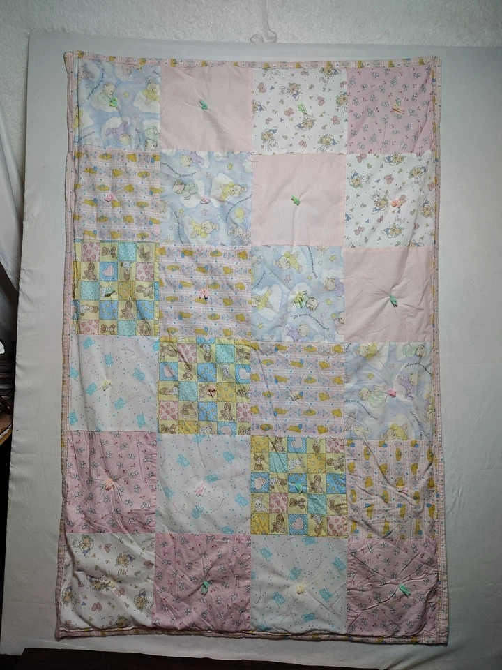 Edredón hecho a mano para bebés niñas manta para cuna edredón para regazo 40"x60" personajes mixtos Foto 4 de 4