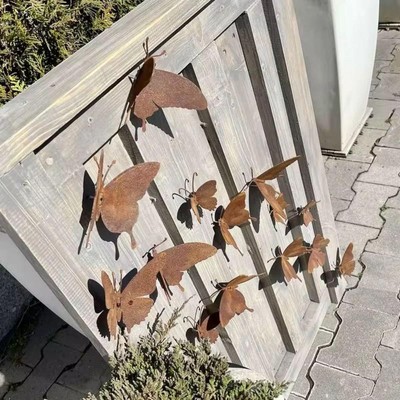 15 Pcs Creative Yard Decoration Rusty Metal Butterfly Rustic Home Wall Art