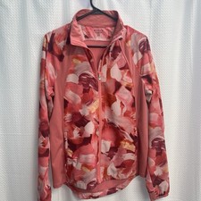 Athleta Run With It Printed Pink Painted Energy Full Zip Jacket Small Running