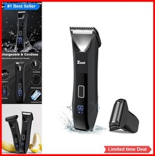 Mens Body Hair Trimmer Waterproof IPX7 Rechargeable Cordless LED Display Travel