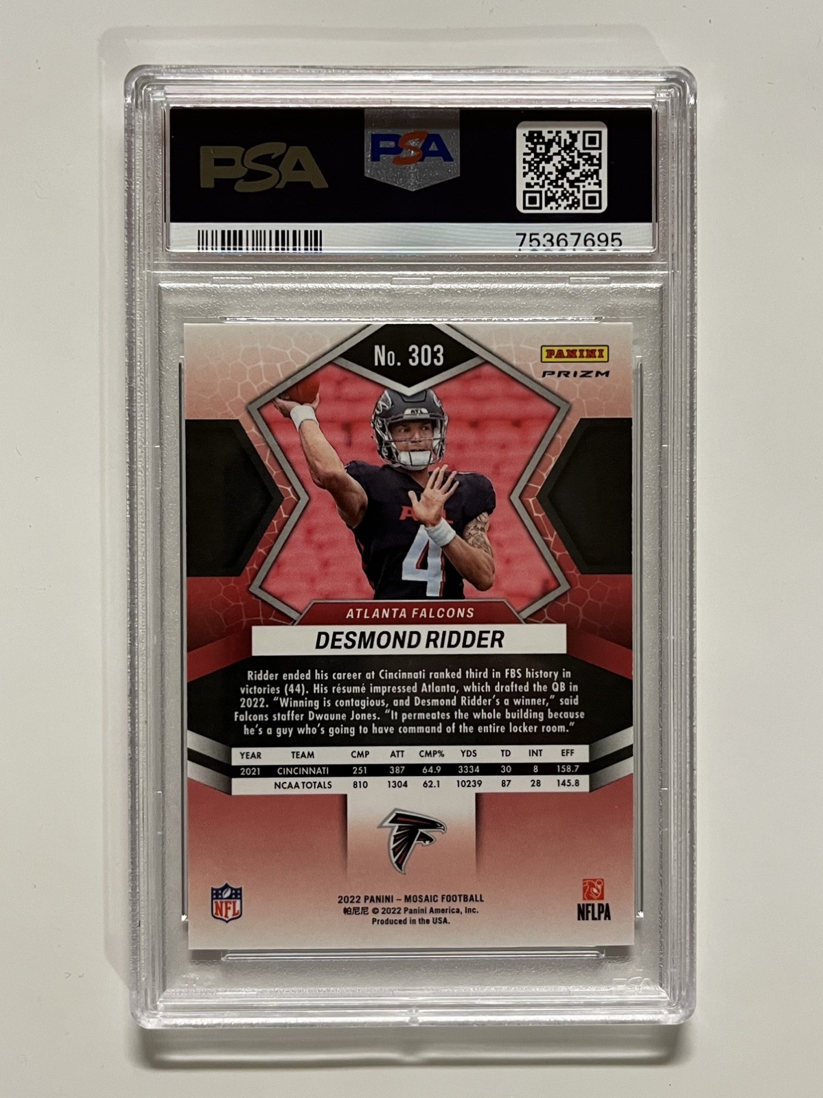 Desmond Ridder 2022 Mosaic PSA-10 (Green Mosaic) #303 view 2