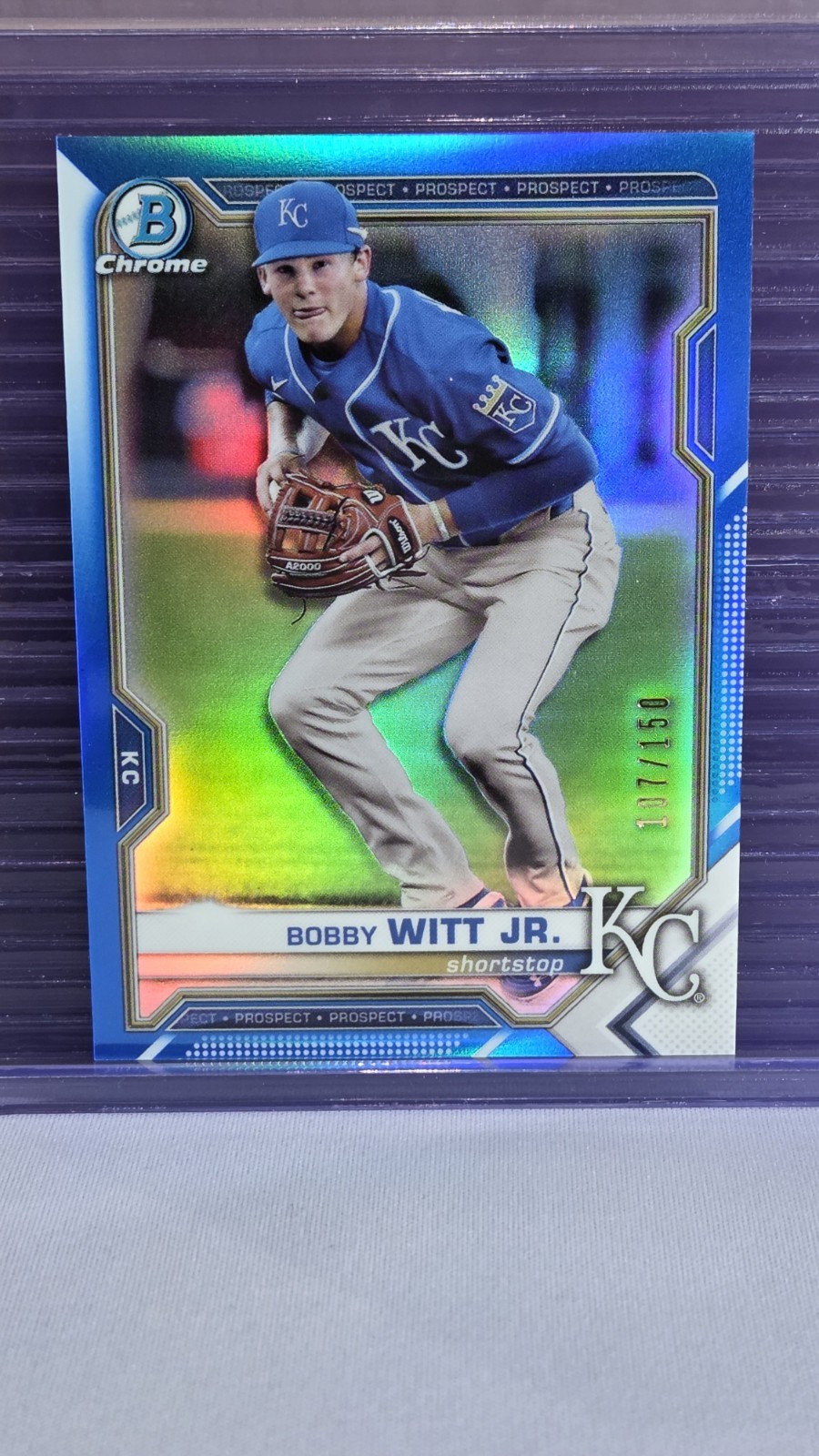 Bobby Witt Jr. 2021 Bowman Chrome Prospects BLUE Refractor BCP-193 SP 107/150