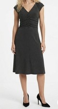 Express Vtg Black Polkadot Retro Dress Medium Coquette Cottage Core Slimming