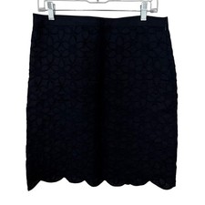 Talbots Women's Skirt 100 Linen Blue Floral Embroidered Short Classic Size 8