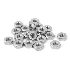 8 -32 Female Thread Stainless Steel Hex Nuts Silver Tone 3mm Height 20 Pcs