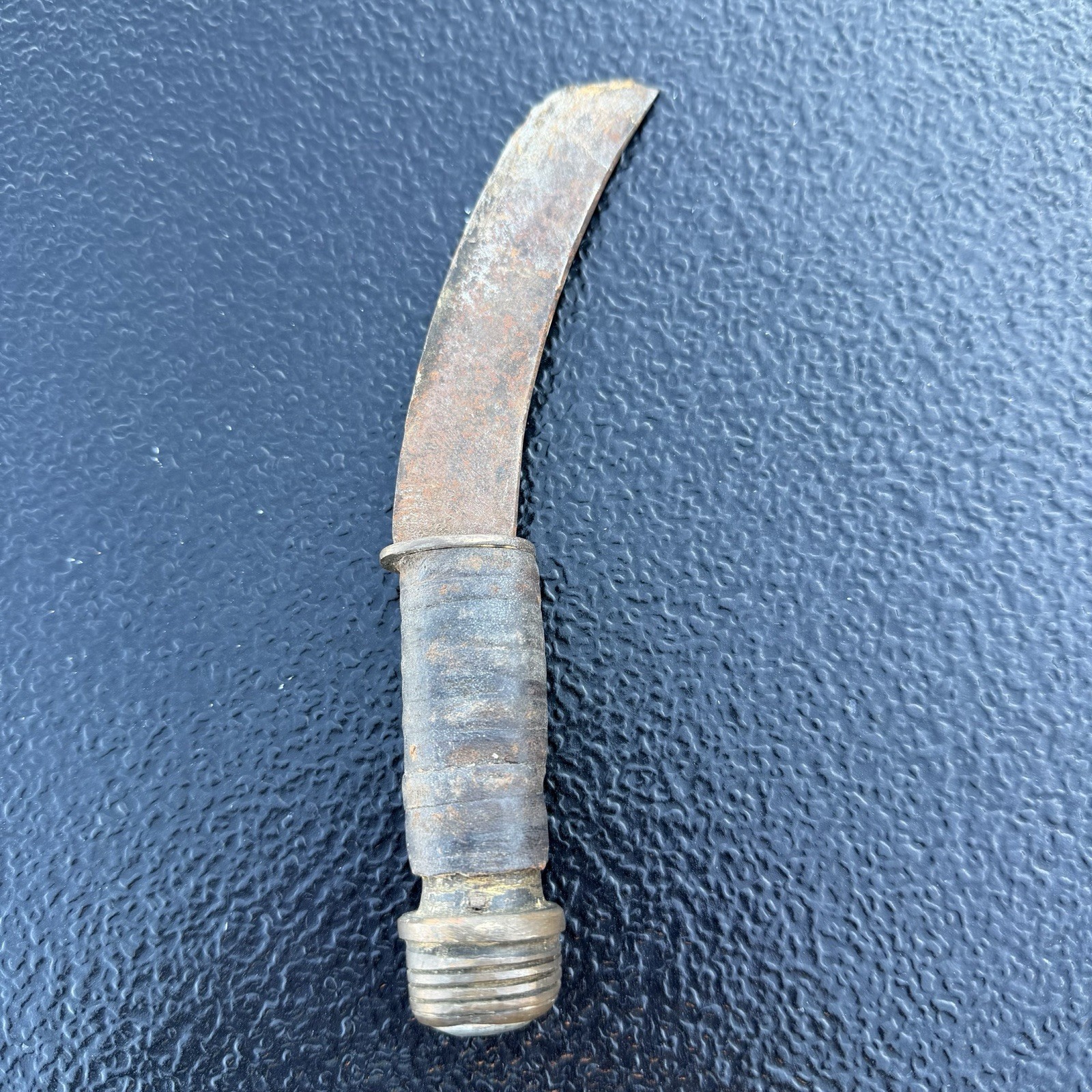 Vintage Curved Grafting Pruning Knife Leather Handle Garden Tool 8” Rusty