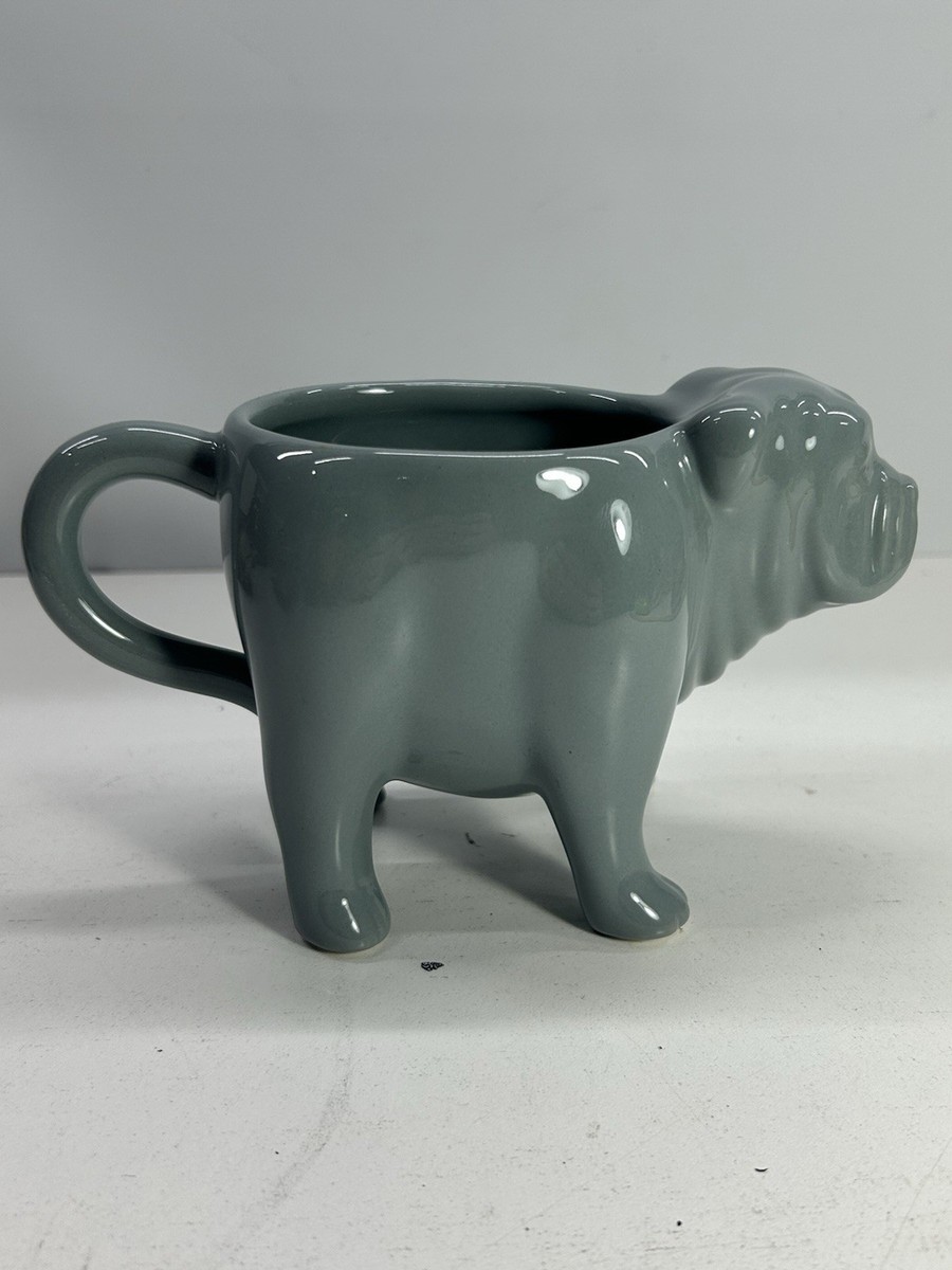 Grey English Bulldog Coffee Mug Fishs Eddy NYC Planter Pot 10oz
