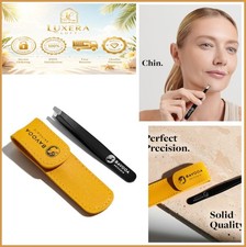 Precision Stainless Steel Slant Tip Tweezers Eyebrow Facial Hair Removal Black