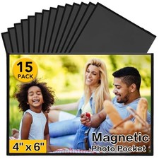 15 Pack Magnetic Picture Frame, 4 x 6 Inches Fridge 4 6 inches-15Pack Black
