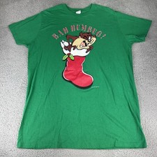 Vintage Looney Tunes Tasmanian Devil Taz Sleep Shirt Sz OSFA Christmas 90s 1997