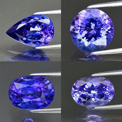 Lot 4 Stück Blau/Lila Tansanit - 13,08 ct insgesamt - GIA Zertifikat