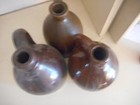 3 Antique Brown Glaze Crocks Whiskey with Finger Handle -  No Chips — photo 3