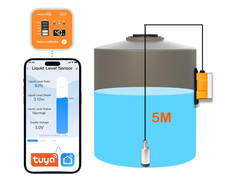 Smart WiFi Water Level Sensor, 5m Long Range Tank Level Monitor, LCD Display and
