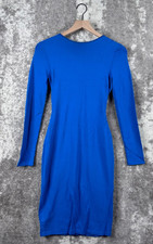 New Alexander McQueen Dress Small Chainmail Sheath Royal Blue Mini Bodycon LS