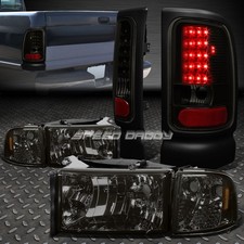 Smoke Housing Headlightcorner Signalblack Led Tail Light For 94-02 Dodge Ram